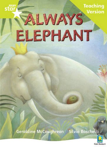 Book cover: a gray elephant with a crown rests among green foliage.
