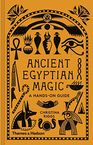 Book cover with orange background and black illustrations of Ancient Egyptian symbols and text.