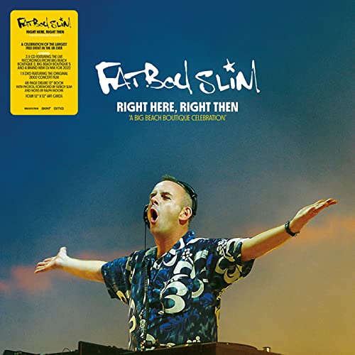 Album cover for Fatboy Slim’s “Right Here, Right Then” with a performer.