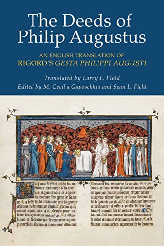 Book cover: "The Deeds of Philip Augustus" with medieval illuminated art.