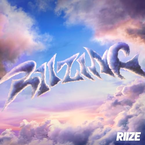 Cloudy sky with purple and pink hues and stylized text reading Riizing and Riize.