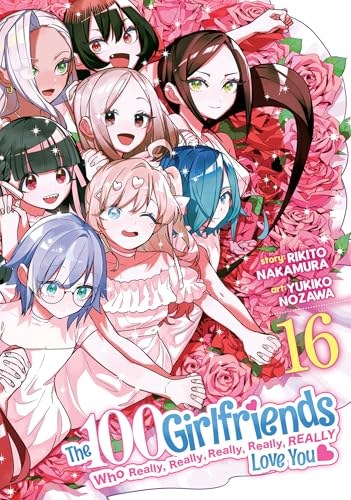 Manga cover with multiple young women and large pink text: “100 Girlfriends”.