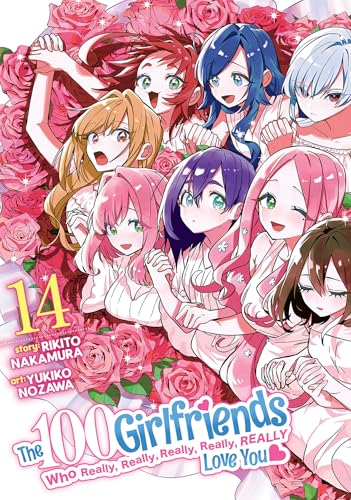 Anime cover with multiple colorful-haired girls surrounded by pink roses, volume 14.