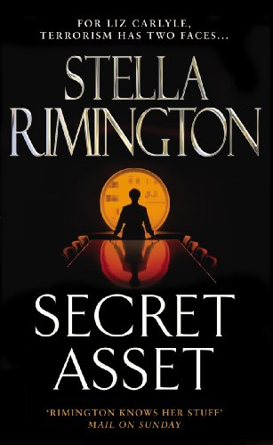 Book cover: dark background, silhouette, and gold text for "Secret Asset.