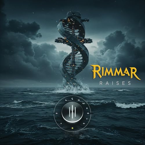 CD cover for Rimmar’s “Raises” featuring a spiraling tower in stormy seas.