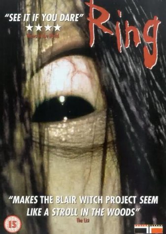 DVD cover for horror film "Ring" featuring a close-up of a pale eye.