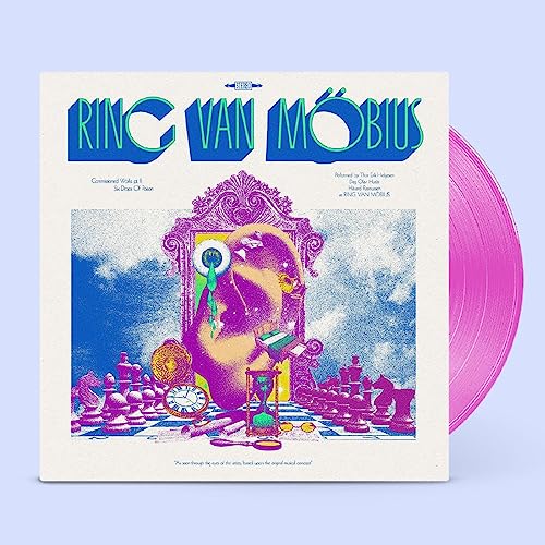 Magenta vinyl record with ornate, surreal artwork of a doorway and objects.
