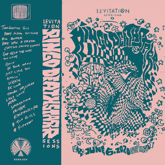 Ringo Deathstarr Levitation Sessions album cover with psychedelic teal and pink graphic art.