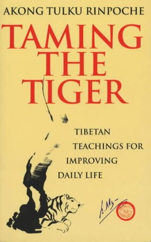 Book cover: “Taming The Tiger” with a tiger and black abstract shapes.