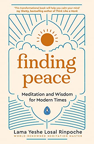 Book cover with sun and clouds, title “Finding Peace” and author Lama Yeshe.