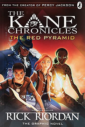 Cover art featuring three characters with magical elements against a red pyramid background.