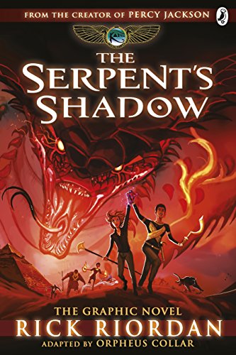 Book cover featuring two characters standing before a giant serpent in a red landscape.