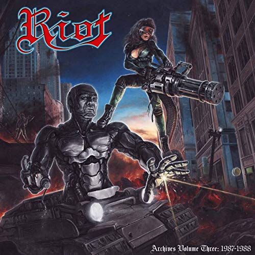 Album cover for Riot’s “Archives Volume 3: 1987-1988” featuring sci-fi artwork.