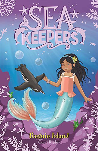 A mermaid and a penguin swimming together underwater on a purple book cover.
