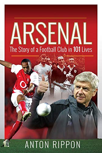 Book cover featuring Arsenal footballers and manager Arsène Wenger.