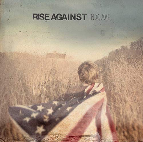 CD cover for Rise Against's "Endgame" featuring a person with an American flag.