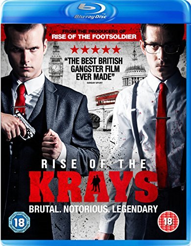 Blu-ray cover for "Rise of the Krays" featuring two suited men with guns.
