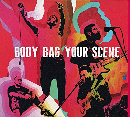 CD cover for “Body Bag Your Scene” by Riskee & The Ridicule, band performance.
