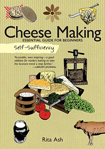 Book cover: “Cheese Making” guide with illustrations of cheese, tools, and a cow.