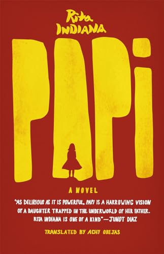 Book cover: red background, yellow text "Papi," silhouette of a girl.