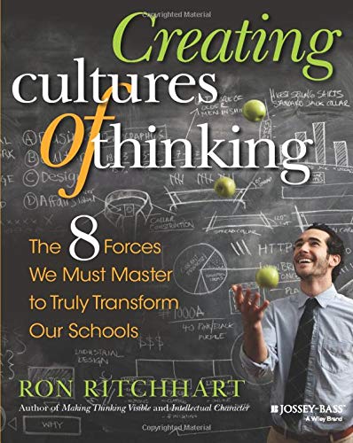 Book cover with title "Creating Cultures of Thinking" and a man juggling.