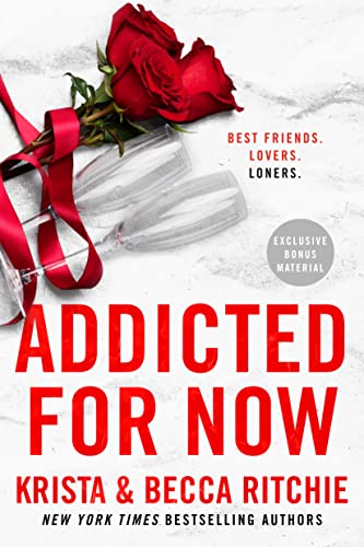 Book cover with red roses, champagne flutes, and red text on a marble background.