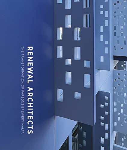 Book cover featuring a modern blue building facade with white text.