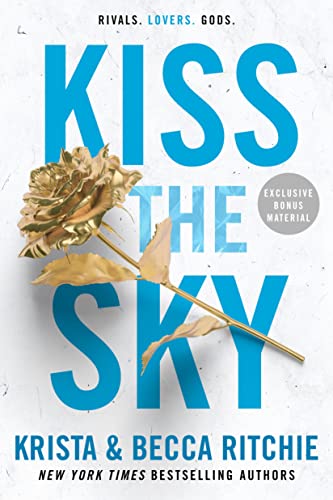 Book cover of Kiss the Sky featuring a gold rose against blue text.
