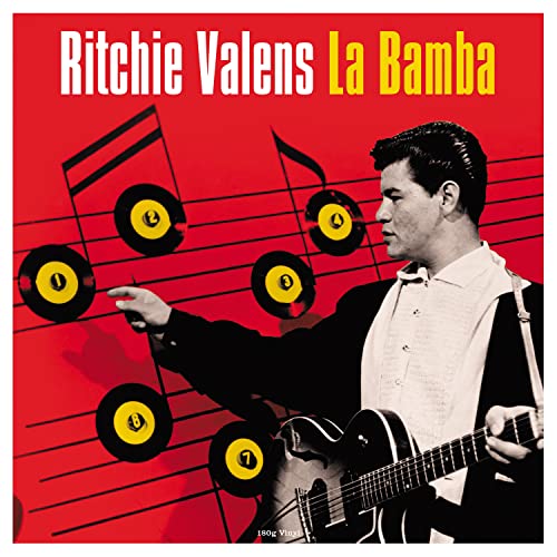 Ritchie Valens album cover featuring the artist with a guitar and records.