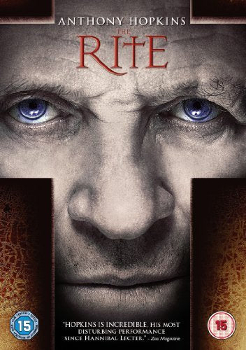DVD cover for "The Rite" featuring a close-up of Anthony Hopkins’ face.