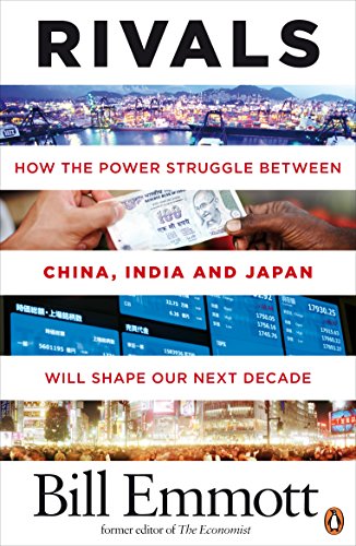 Book cover for "Rivals" depicting cityscapes, money, and stock market data.