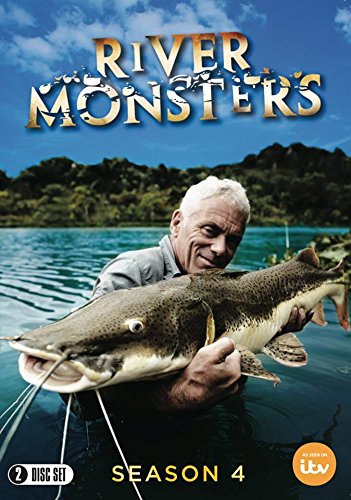 Jeremy Wade holding a large catfish in a river on the River Monsters DVD cover.