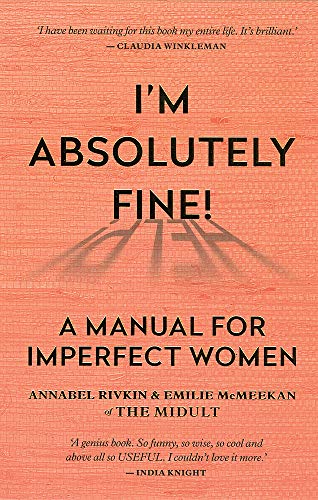 Book cover: "I’m Absolutely Fine!" with orange textured background.