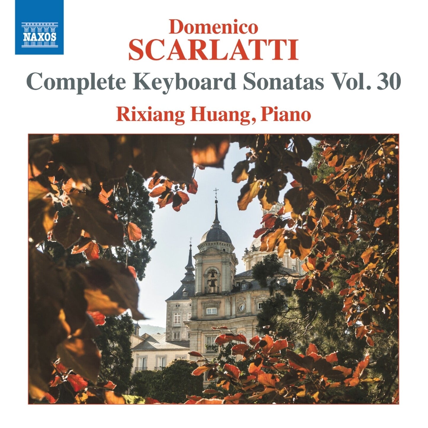 CD cover for Scarlatti sonatas, featuring a castle framed by autumn leaves.