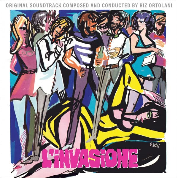 Vinyl record cover for "L'Invasione" featuring colorful, stylized figures.