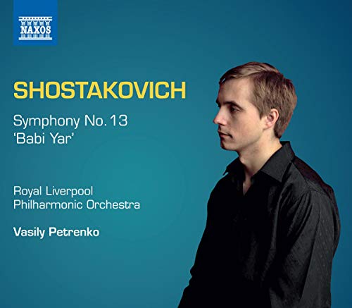 CD cover featuring Vasily Petrenko against a blue background with Shostakovich symphony text.