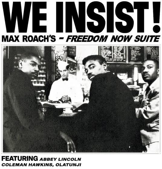 Black and white album cover featuring Max Roach, Muhammad Ali, and Martin Luther King Jr.