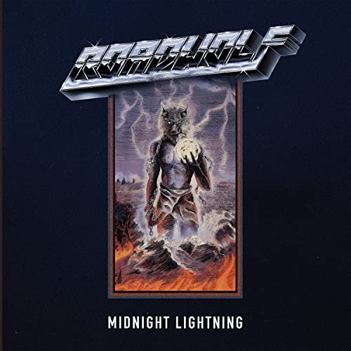 Album cover: werewolf holding a glowing orb amidst lightning and flames.