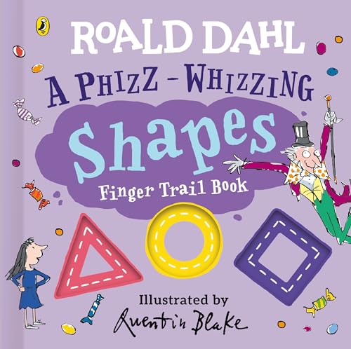 Roald Dahl finger trail book cover with shapes and illustrations.