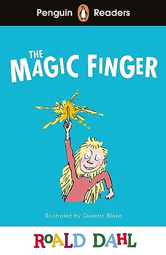 Book cover for The Magic Finger by Roald Dahl featuring a girl pointing upward.
