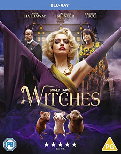 Blu-ray cover for "The Witches" featuring Anne Hathaway and a haunted house.