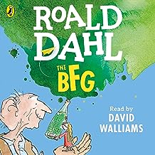 Book cover of "The BFG" featuring a giant and a small girl.