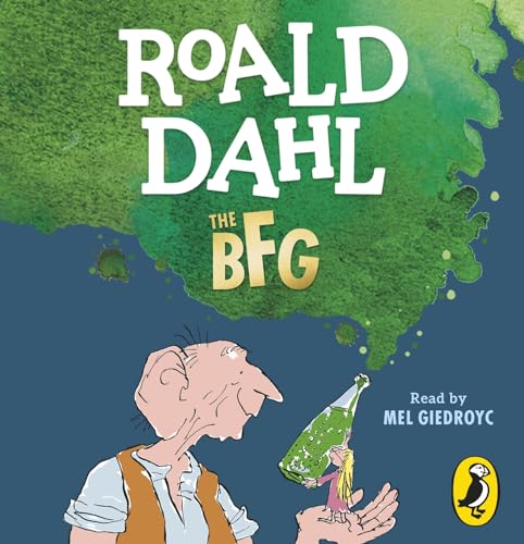 Book cover of "The BFG" featuring the Big Friendly Giant and Sophie.