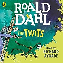 Book cover for "The Twits" by Roald Dahl, illustrated with a bird and man.
