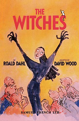 Cover of "The Witches" showing a witch with outstretched hands and mice.