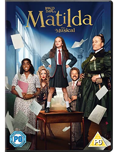 DVD cover for “Matilda the Musical” featuring the main cast.