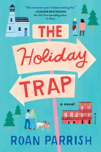 Book cover for “The Holiday Trap” featuring a coastal town and couple.