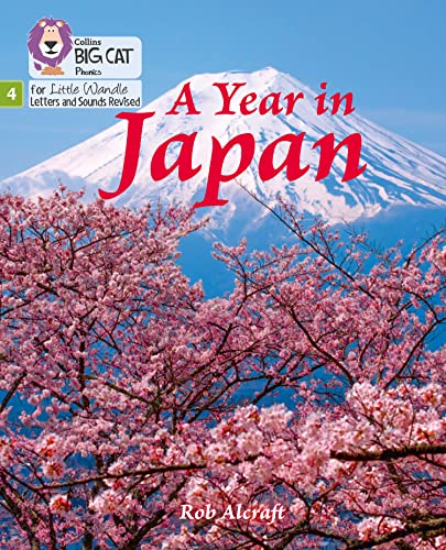 Book cover: "A Year in Japan" with Mount Fuji and cherry blossoms.