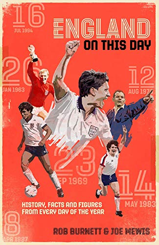 Book cover: "England On This Day" featuring illustrated football players.