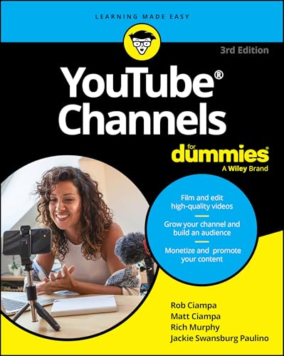 Book cover for "YouTube Channels For Dummies," 3rd edition, with a woman filming.